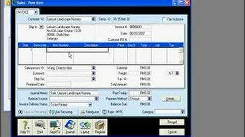 Creating a sales invoice - Item