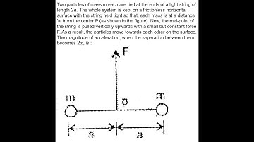 Two particles of mass m each are tied at the ends of a light string of length 2a. The whole system