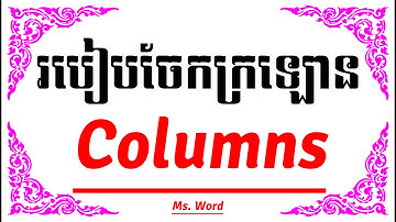 របៀបចែកក្រឡោន|How to set Columns| Basic Ms Word & Excel 2010