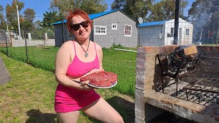Grilled Meat. Barbecue In Uruguay. Bbq. Cooking On Fire In The Village. Mila Naturist