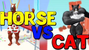 HORSE VS CAT IN MUSCLE RUSH, WHO IS BETTER? | FUNNY GAMEPLAY