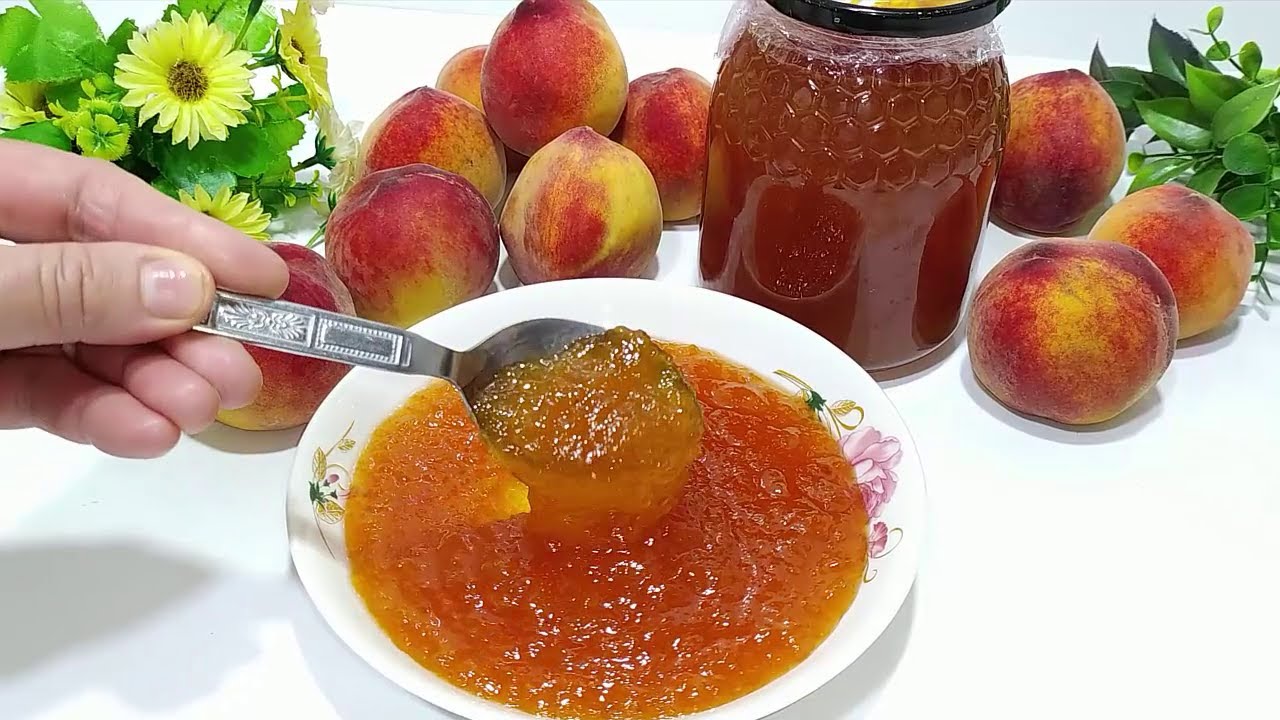 مربى الخوخ أحسن من الجاهز ناجح 💯 بمكونين فقط / كونفتير الخوخ