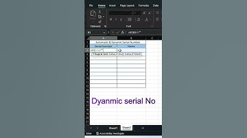 Automatic/Dyanmic Serial number in Excel #shorts #exceltips