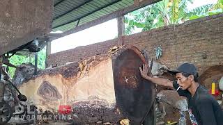 Insane Giant Log Cutting Process | Turning Massive Wood Into Stunning Slabs