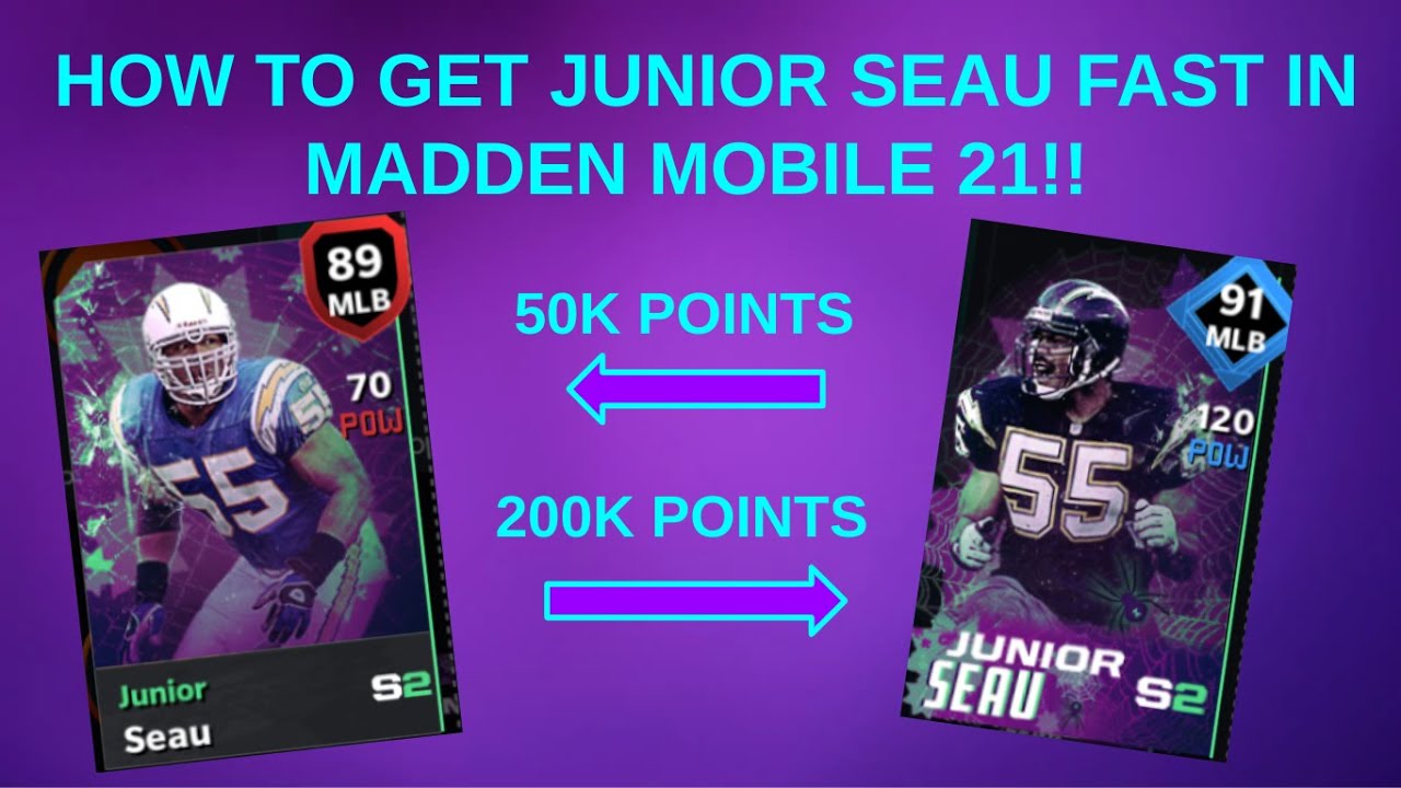 HOW TO GET JUNIOR SEAU FREE TO PLAY IN MADDEN MOBILE 21!