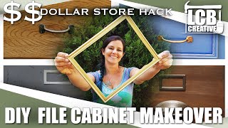 DIY File Cabinet Makeover- Dollar Store Hack!
