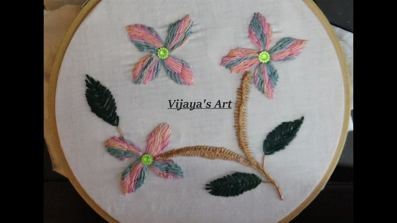 Long twisted chain stitch hand embroidery design in Vijaya's Art YouTube