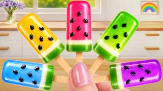 Tasty Rainbow Watermelon Jelly Popsicle ✨Best Of Miniature Rainbow Treat Recipe💗Mini Cake Wonderland