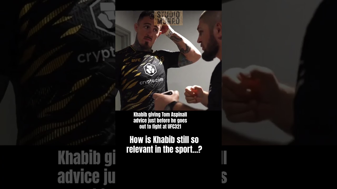 Khabib giving Tom Aspinall do info moments before his fight at UFC321 