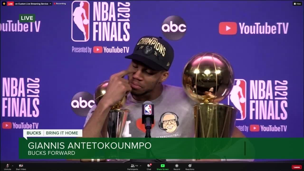 Giannis gets emotional thanking his family for supporting his NBA journey