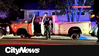 Police use spike strip on stolen truck before takedown in SE Calgary