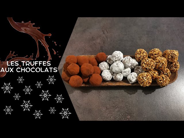 Paillettes Comestibles Dorées Saupoudrées Sur Des Truffes Au Chocolat Noir  Créées Avec Une Ia Générative