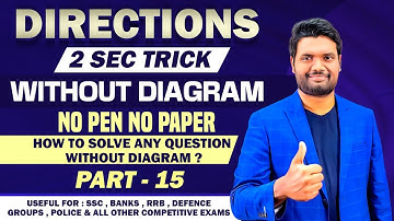 DIRECTIONS (PART - 15) 2 SEC TRICKS | NO PEN NO PAPER (WITHOUT DIAGRAM) | SMART & BEST TRICKS