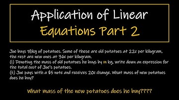 Application of Linear equation Part 2 (Algebra)