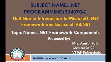 .NET Framework Components  | .NET Programming | 3340704 | Mrs. Ami J. Patel