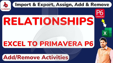 How to Import and Export Activity Relationships from excel to P6 | Add/remove activities in excel |