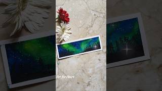 Painting the Northern Lights on a Bookmark 🌌 | #watercolor #skypainting #shorts #easypainting