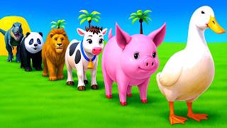 Long Slide Game With Cow Elephant Gorilla Hippopotamus Tiger 3d Animal Game Funny 3d Animals screenshot 1