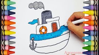 How To Draw Color Sail Boat | DIY Learn Coloring Art For Children