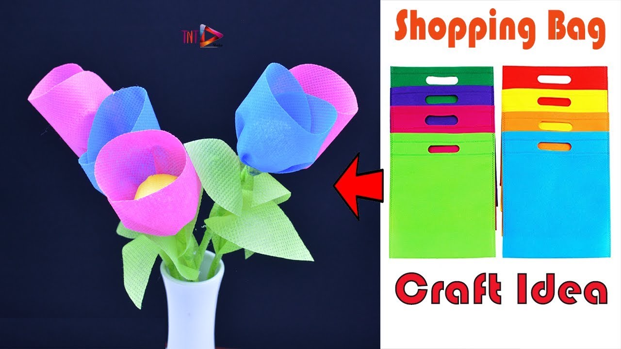 Reduce Reuse Recycle Shopping Bag Flower | DIY Carry Bag Beautiful Stick Flower | Best out of Waste