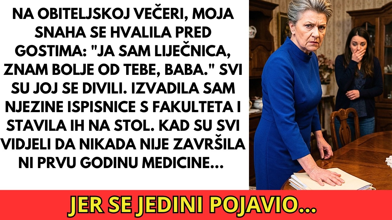 Snaha je glumila liječnicu na večeri. Stavila sam njene ocjene na stol