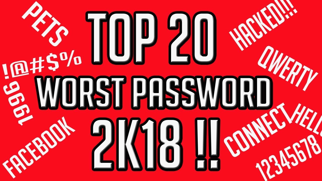 Top 20 Worst Passwords of  2k18 !!