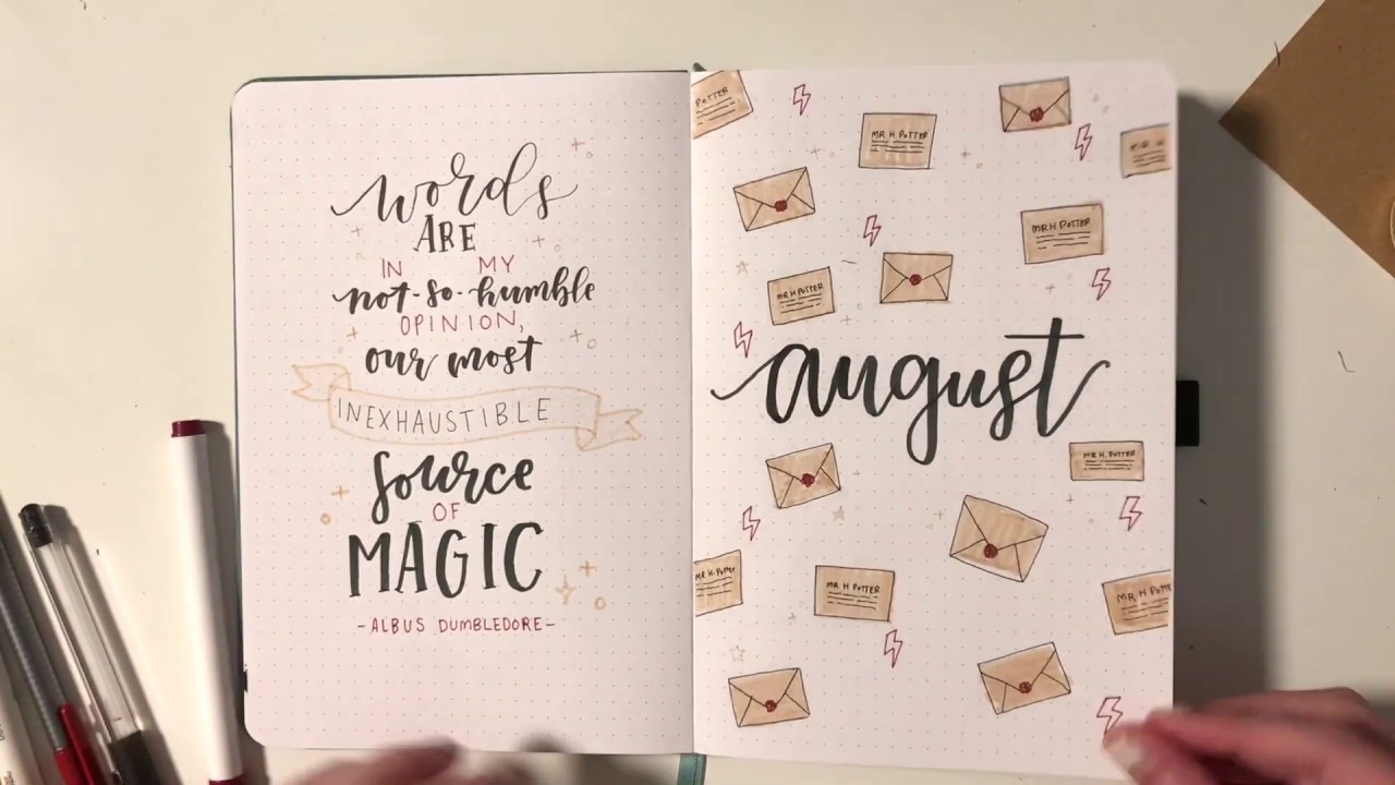 AUGUST BULLET JOURNAL PLAN WITH ME | simple harry potter theme
