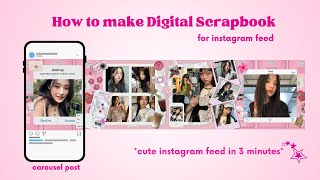 EASY Digital Scrapbook Carousel for Instagram post | *FREE Template*🎀🩷