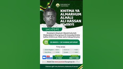 KHITMAH YA ALMARHUM ALHAJ ALI HASAN MWINYI