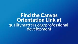 QM Professional Development in Canvas