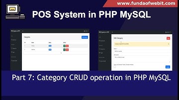 POS System in PHP Part 7: Category CRUD operation in PHP MySQL using custom functions.