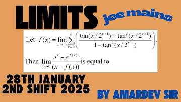 Let f(x)= lim n-----0s sigma n,r=0(tanx/2^r+1)+tan^3(x/2^r+1)/1-tan^2(x/2^r+1).Then lim----=