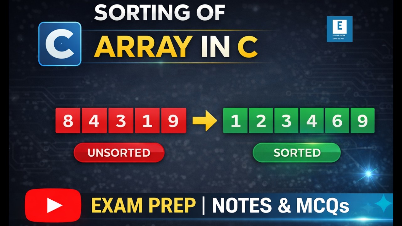 LEC 38: SORTING OF 1- D ARRAY IN C - YouTube