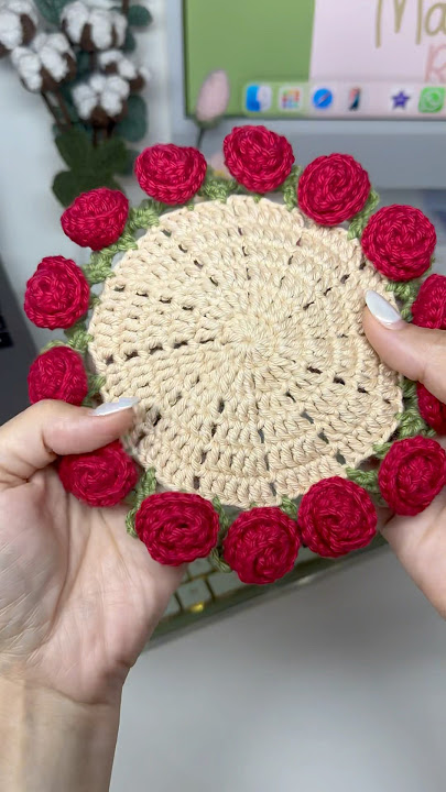 Viral Crochet Roses Coaster #crochet #handmade #diy