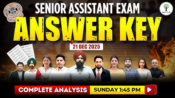 PSSSB Senior Assistant 2025 | Answer Key | Complete Analysis | Success Tree Punjab