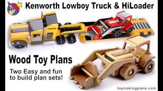 http://toymakingplans.com Build this fun wood toy Kenworth Truck, Lowboy Trailer and Kenworth Hiloader with common materials 