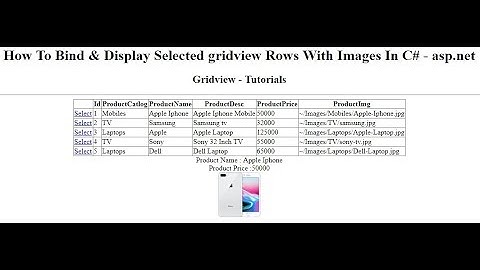 show selected row in gridview select with display image asp.net 4.6