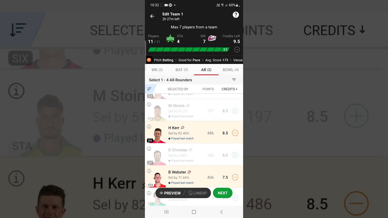 STA VS SIX DREAM 11 PREDICTION TEAM 