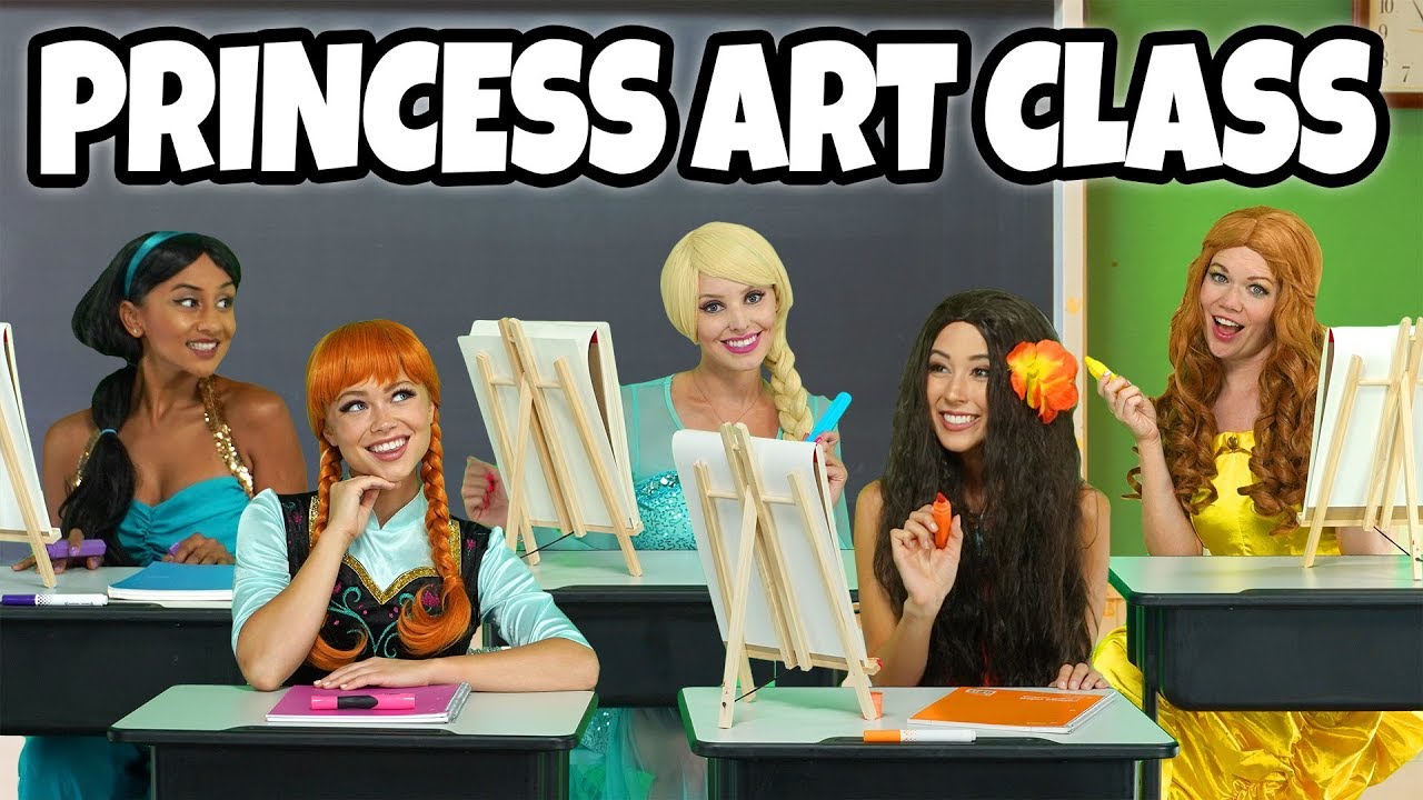 disney princesses in real life youtube DISNEY PRINCESS ART CLASS. (We play Moana, Belle, Jasmine, Elsa and Anna) Totally TV
