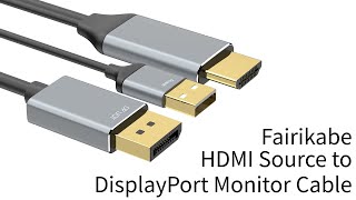 HDMI to DisplayPort Adapter - 4K@60Hz, 1440P@120Hz - 6.6ft, Connect DisplayPort to HDMI Monitor
