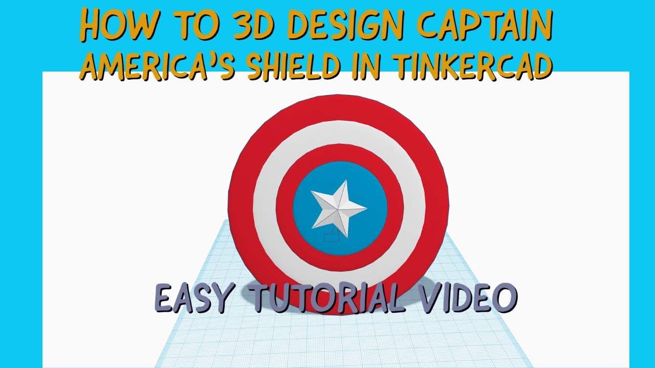 How to 3D Design Captain America Shield in Tinker CAD Video Tutorial