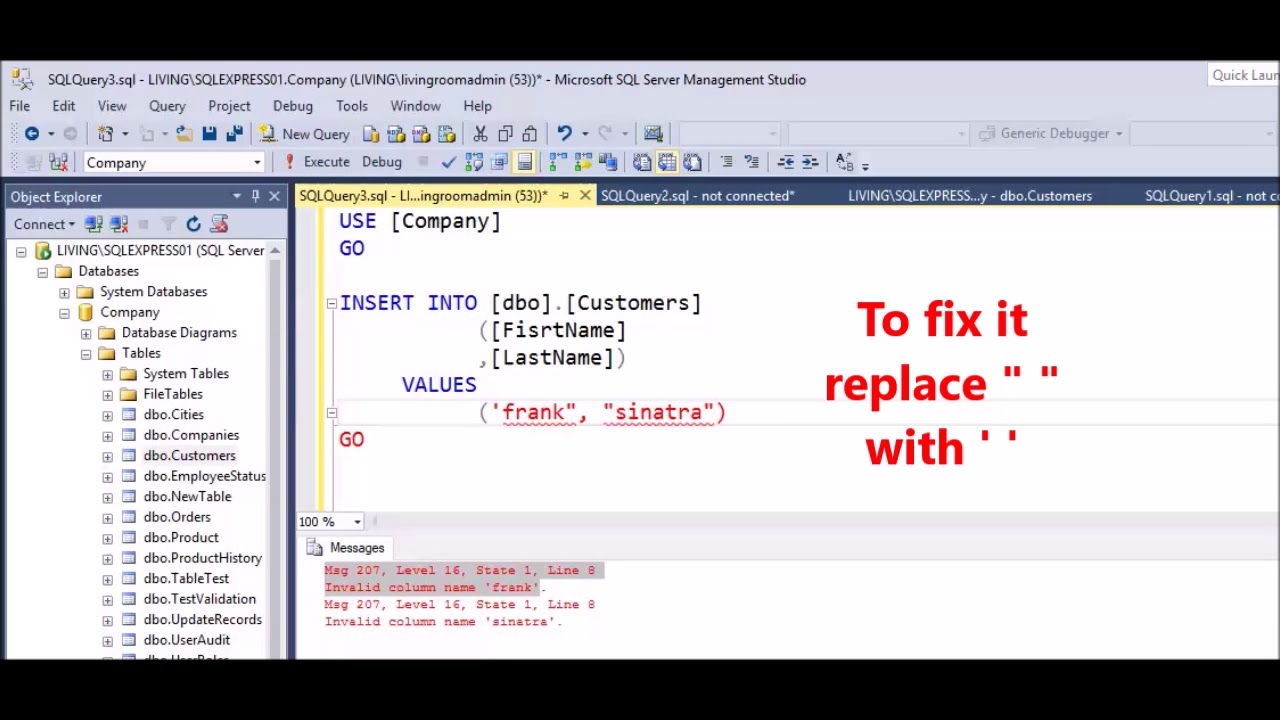 Mssql Fix Error Invalid Column Name Youtube