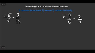 Subtracting fractions with unlike denominators