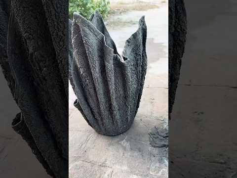 Viral towel cement flower pot, DIY cement cloth pot making at home, #decorativepots #gardening