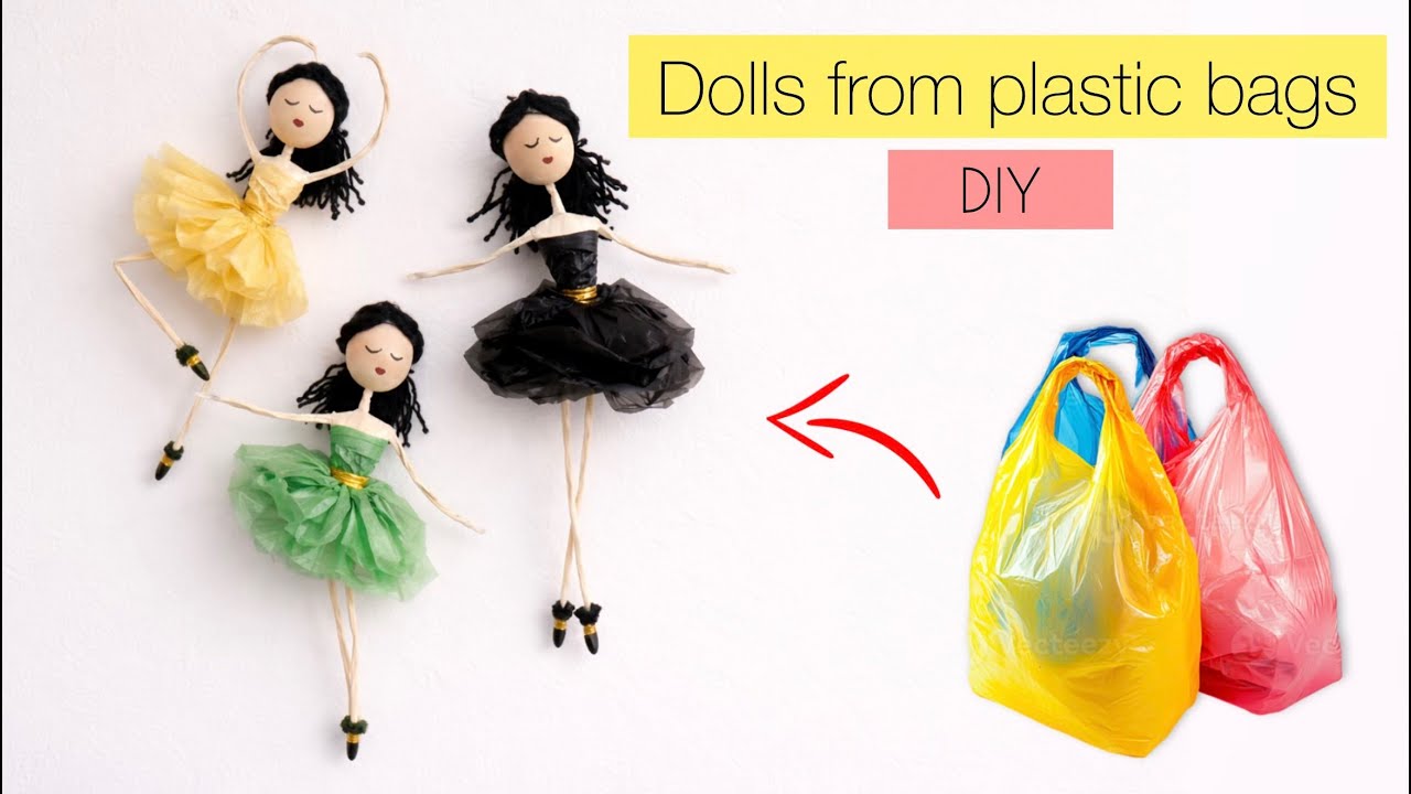 DIY Dolls | Use of old polythene | Kids room decor | Easy craft ideas | Trash to treasure