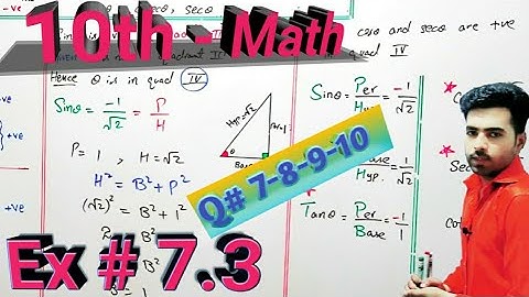 10th class Math, Chapter 7, Ex 7.3, Q# 7,8,9,10 | Introduction to Trigonometry | Matric || Urdu |