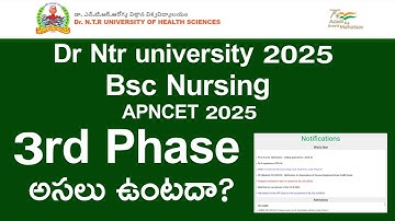 DR NTR UNIVERSITY 2025 Bsc Nursing 3rd Phase | DR NTR UNIVERSITY