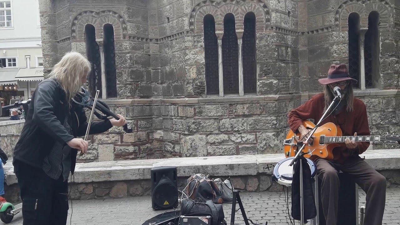 Street Jam with Violin in Athens, Greece, 17 Nov 2019