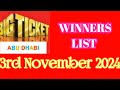 Big ticket Abudhabi winners list November 3 #bigticket