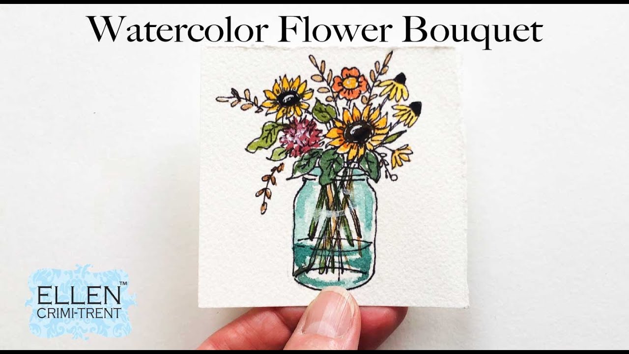 Ink & Wash Watercolor Mini bouquet tutorial